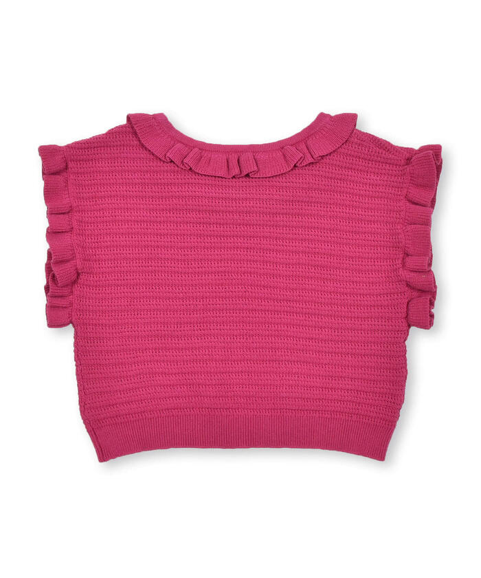 BeBe Cropped Frill Knit Pullover