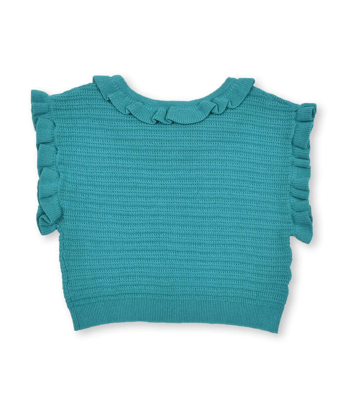 BeBe Cropped Frill Knit Pullover