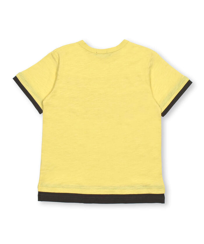 ベベ BeBe スラブ天竺リーフプリントレイヤード風半袖Tシャツ