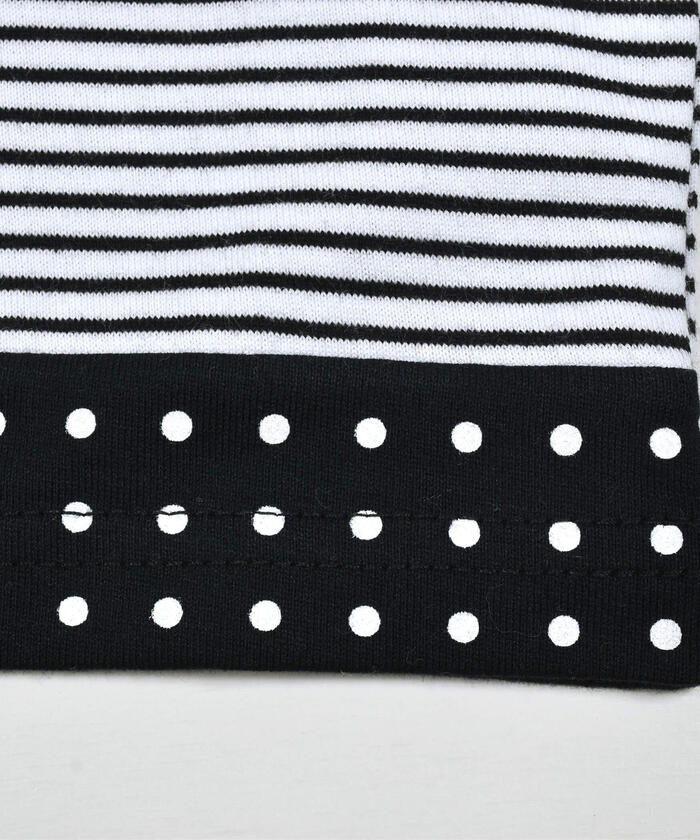 ベベ BeBe 【お揃い】ボーダー切り替えワイドTシャツ