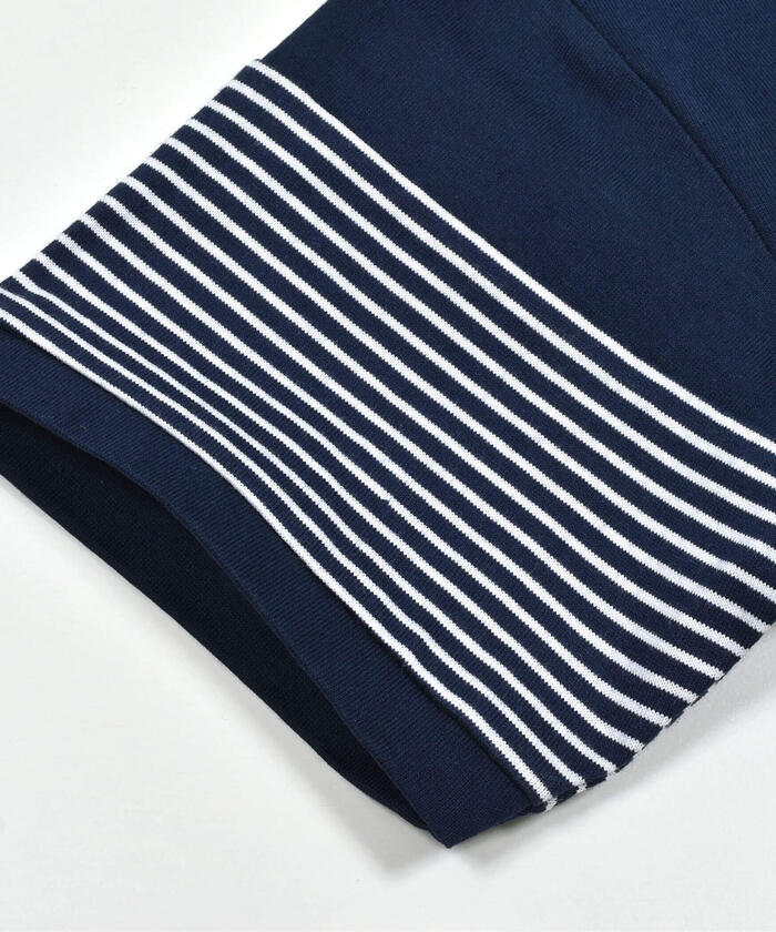 ベベ BeBe 【お揃い】ボーダー切り替えワイドTシャツ