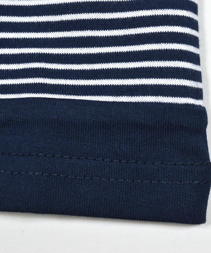 ベベ BeBe 【お揃い】ボーダー切り替えワイドTシャツ