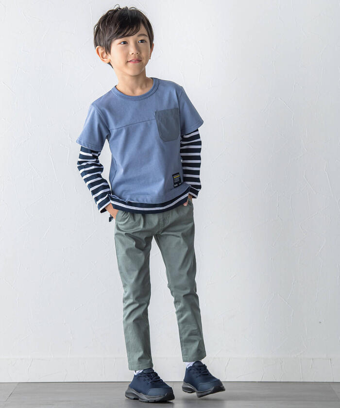 ベベ BeBe 裾ロゴストレッチツイルパンツ