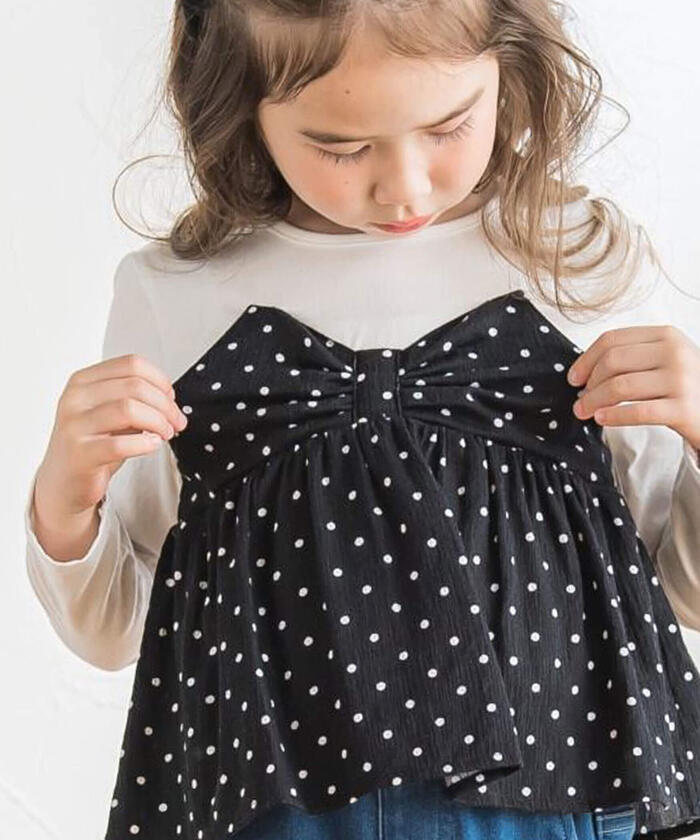 BeBe Matching Dot Bustier Layered Long Sleeve T-Shirt
