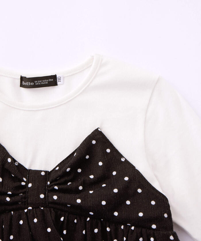 BeBe Matching Dot Bustier Layered Long Sleeve T-Shirt