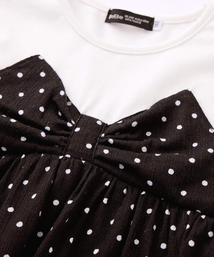 BeBe Matching Dot Bustier Layered Long Sleeve T-Shirt