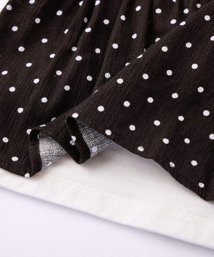 BeBe Matching Dot Bustier Layered Long Sleeve T-Shirt