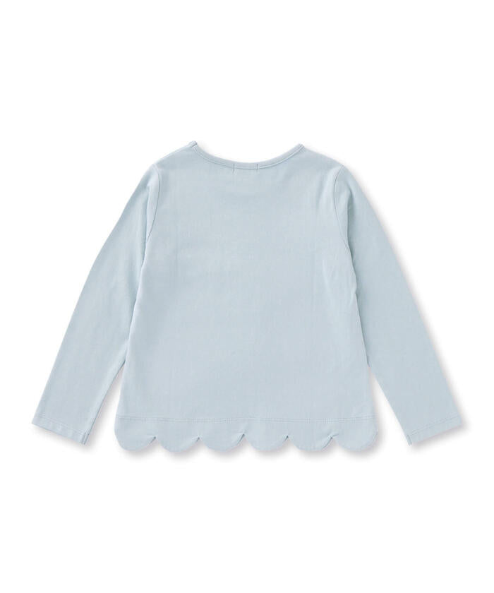 BeBe Botanical Flower Pattern Scalloped Long Sleeve T-Shirt