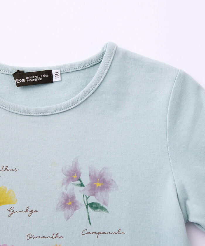 BeBe Botanical Flower Pattern Scalloped Long Sleeve T-Shirt