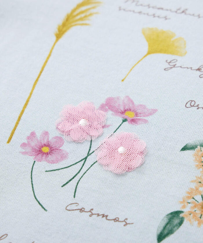 BeBe Botanical Flower Pattern Scalloped Long Sleeve T-Shirt