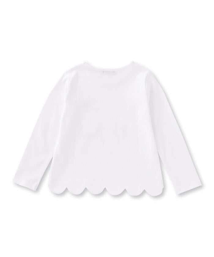 BeBe Botanical Flower Pattern Scalloped Long Sleeve T-Shirt
