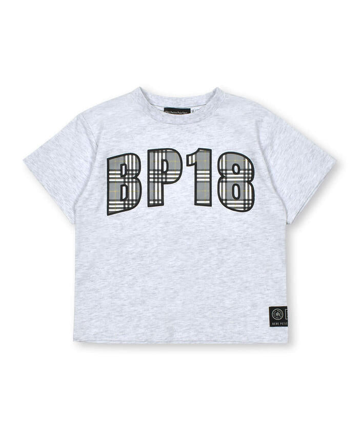 ベベ プチ ポワ ヴェール BeBe Petits Pois Vert チェックパッチロゴ半袖Tシャツ