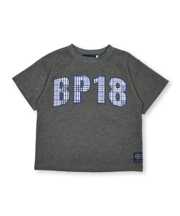 ベベ プチ ポワ ヴェール BeBe Petits Pois Vert チェックパッチロゴ半袖Tシャツ