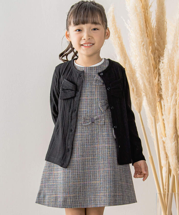ベベ プチ ポワ ヴェール BeBe Petits Pois Vert 【店舗限定】ニット風リボンカーディガン