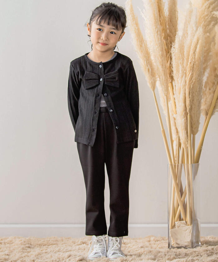 ベベ プチ ポワ ヴェール BeBe Petits Pois Vert 【店舗限定】ニット風リボンカーディガン