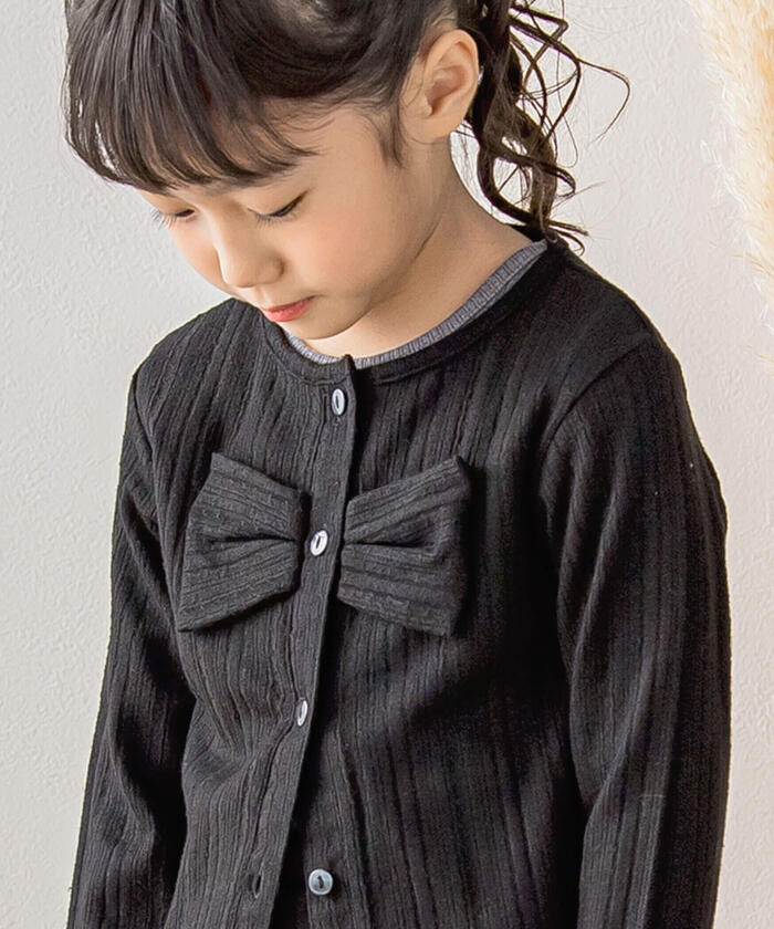 ベベ プチ ポワ ヴェール BeBe Petits Pois Vert 【店舗限定】ニット風リボンカーディガン