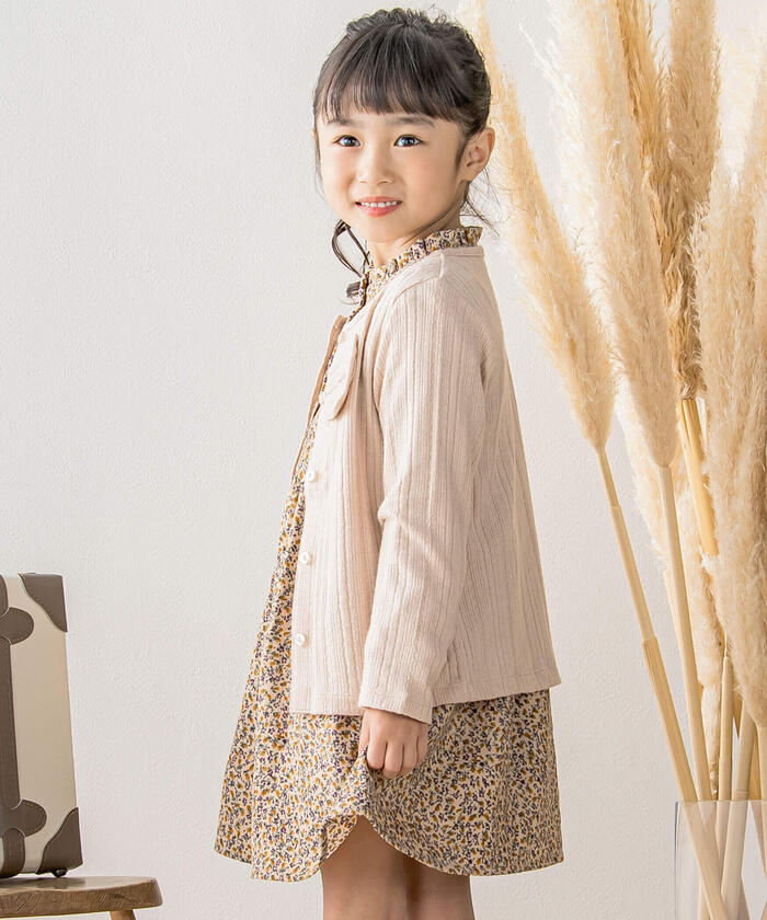 ベベ プチ ポワ ヴェール BeBe Petits Pois Vert 【店舗限定】ニット風リボンカーディガン
