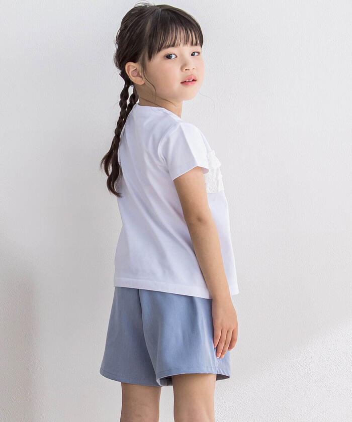 ベベ プチ ポワ ヴェール BeBe Petits Pois Vert スカラップギャバジンキュロットパンツ