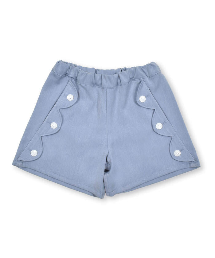 ベベ プチ ポワ ヴェール BeBe Petits Pois Vert スカラップギャバジンキュロットパンツ