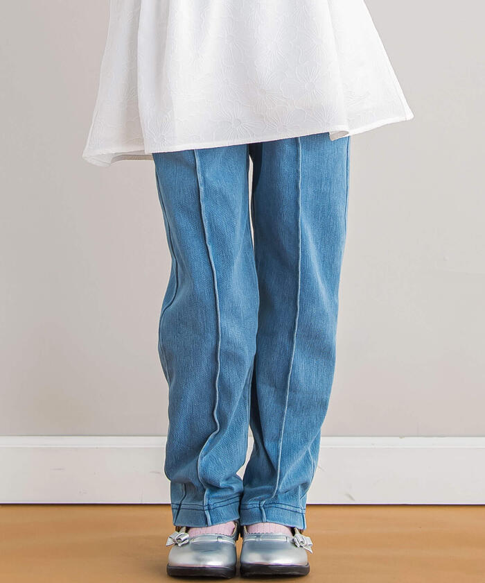 貝貝 小豌豆綠 BeBe Petits Pois Vert 【店鋪限定】前摺接合牛仔褲