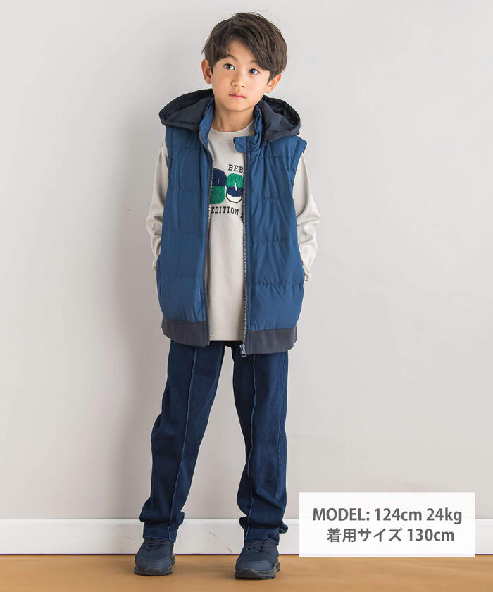 貝貝 小豌豆綠 BeBe Petits Pois Vert 【店鋪限定】前摺接合牛仔褲