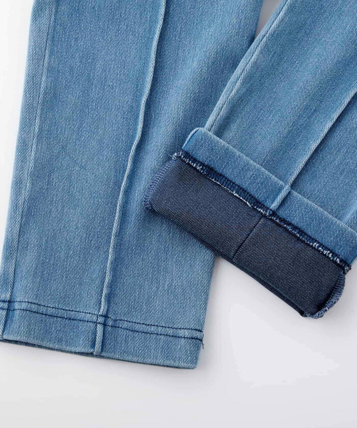 貝貝 小豌豆綠 BeBe Petits Pois Vert 【店鋪限定】前摺接合牛仔褲