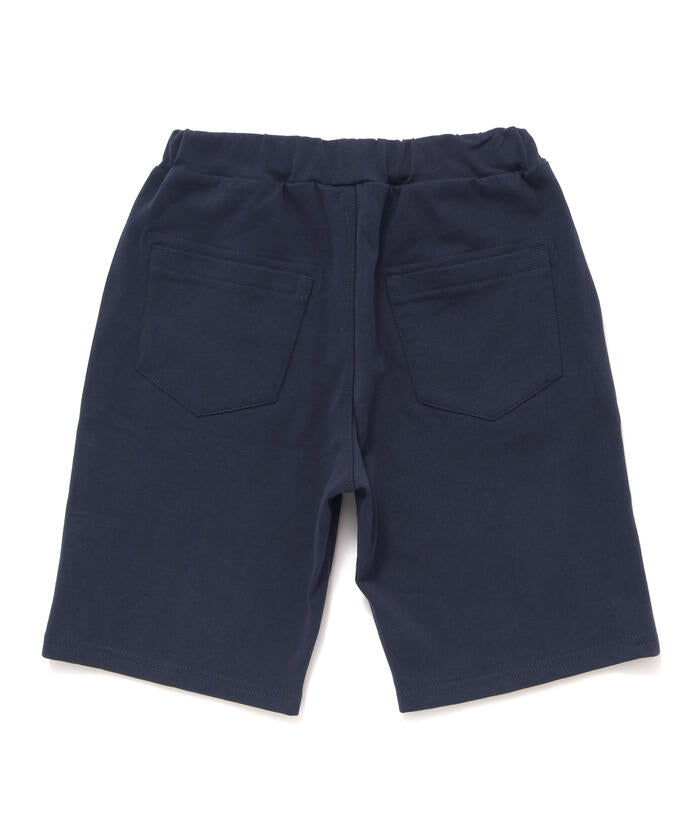 ベベ プチ ポワ ヴェール BeBe Petits Pois Vert 【店舗限定】ワッフル×天竺ワッペン半袖Tシャツ＋ショートパンツセットアップ(95 （ネイビー×ブルー） ネイビー×ブルー