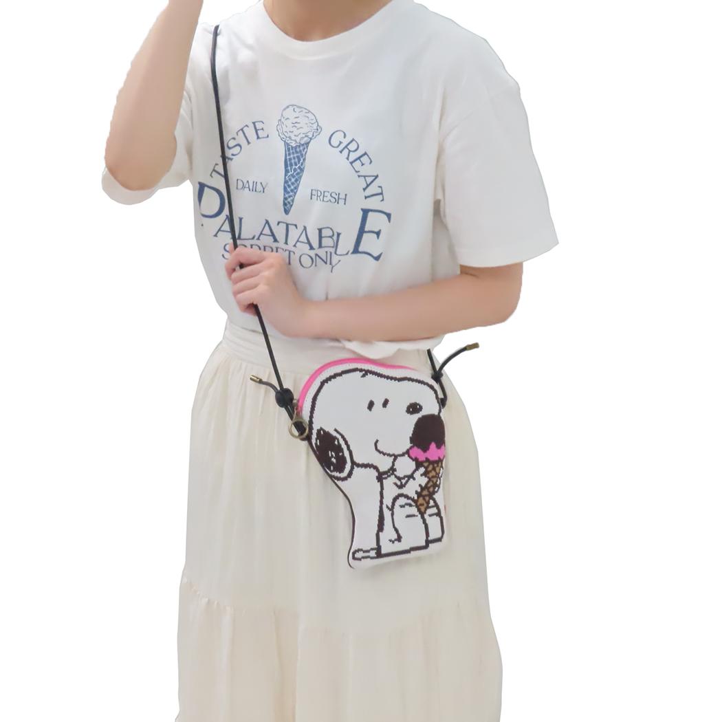 シネマコレクション cinemacollection スヌーピー スマホポーチ IP.BRピローニット.Peanutsー9O ピロードールミニポーチ Ice cream ピーナッツ ルートート ショルダーポーチ お （メーカー指定色） メーカー指定色