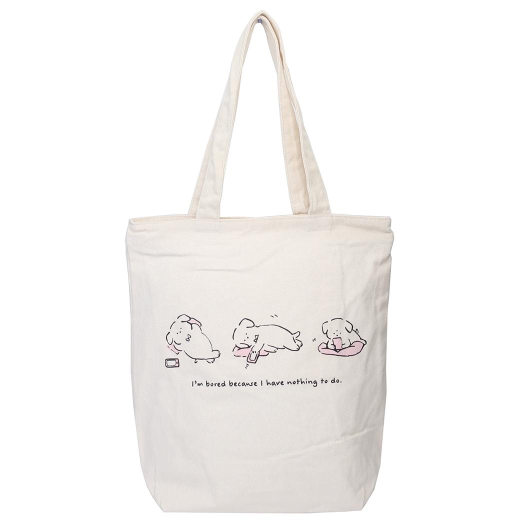 Zippered Canvas Tote Bag Goro Goro Puppy Mint In Handbag Cute Goods