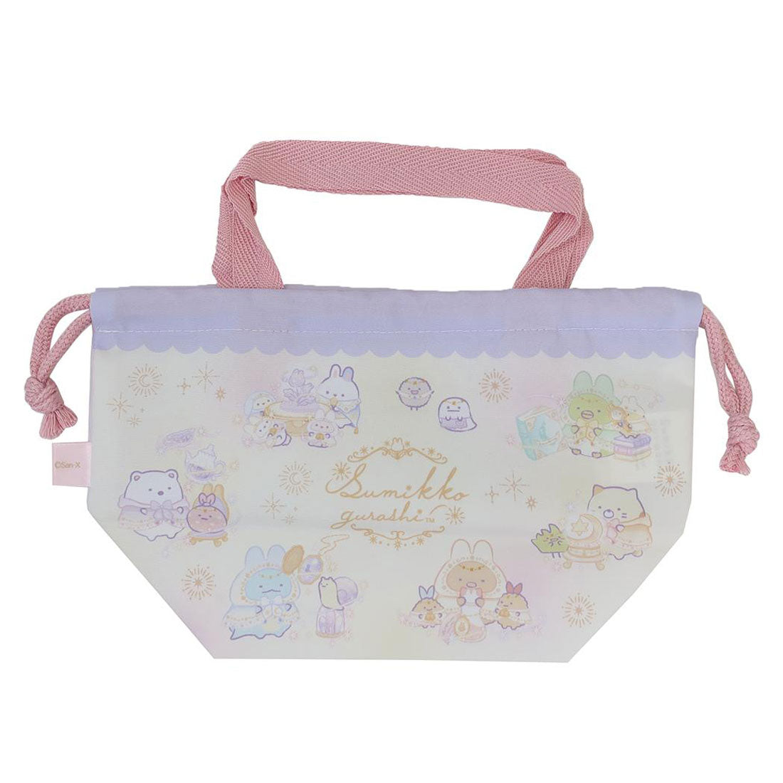 シネマコレクション cinemacollection すみっコぐらし ランチ巾着 マチ付き巾着 単柄 ラベンダー 新入学 サンエックス アートウエルド お弁当入れ キャラクター グッズ パープル