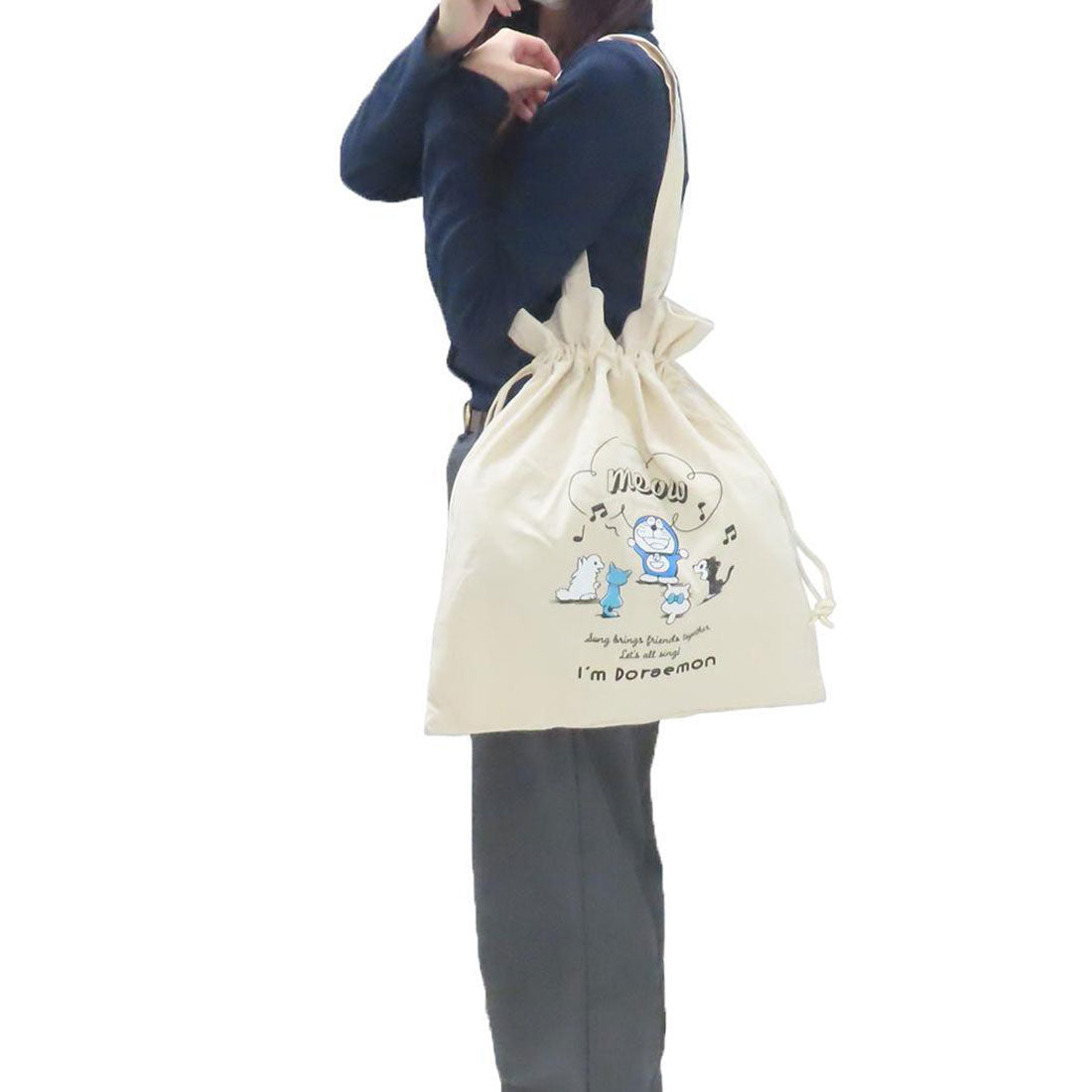 シネマコレクション cinemacollection アイムドラえもん 手提げかばん 巾着トートバッグ BEG サンリオ ゾーウィー プレゼント アニメキャラクター グッズ ベージュ