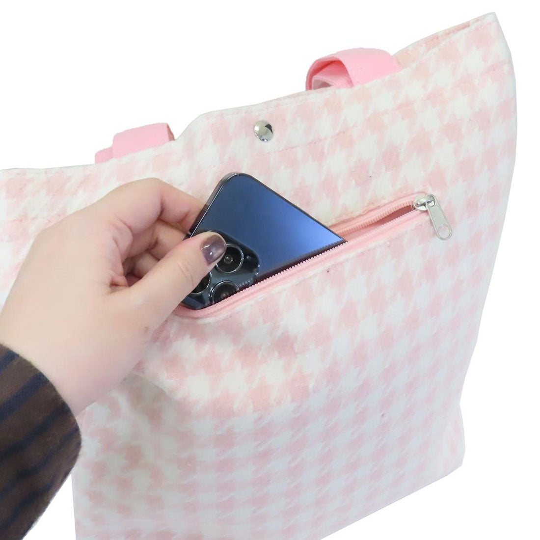 シネマコレクション cinemacollection ハローキティ 手提げかばん お出かけトート 千鳥格子 ピンク サンリオ トートバッグ キャラクター グッズ 他
