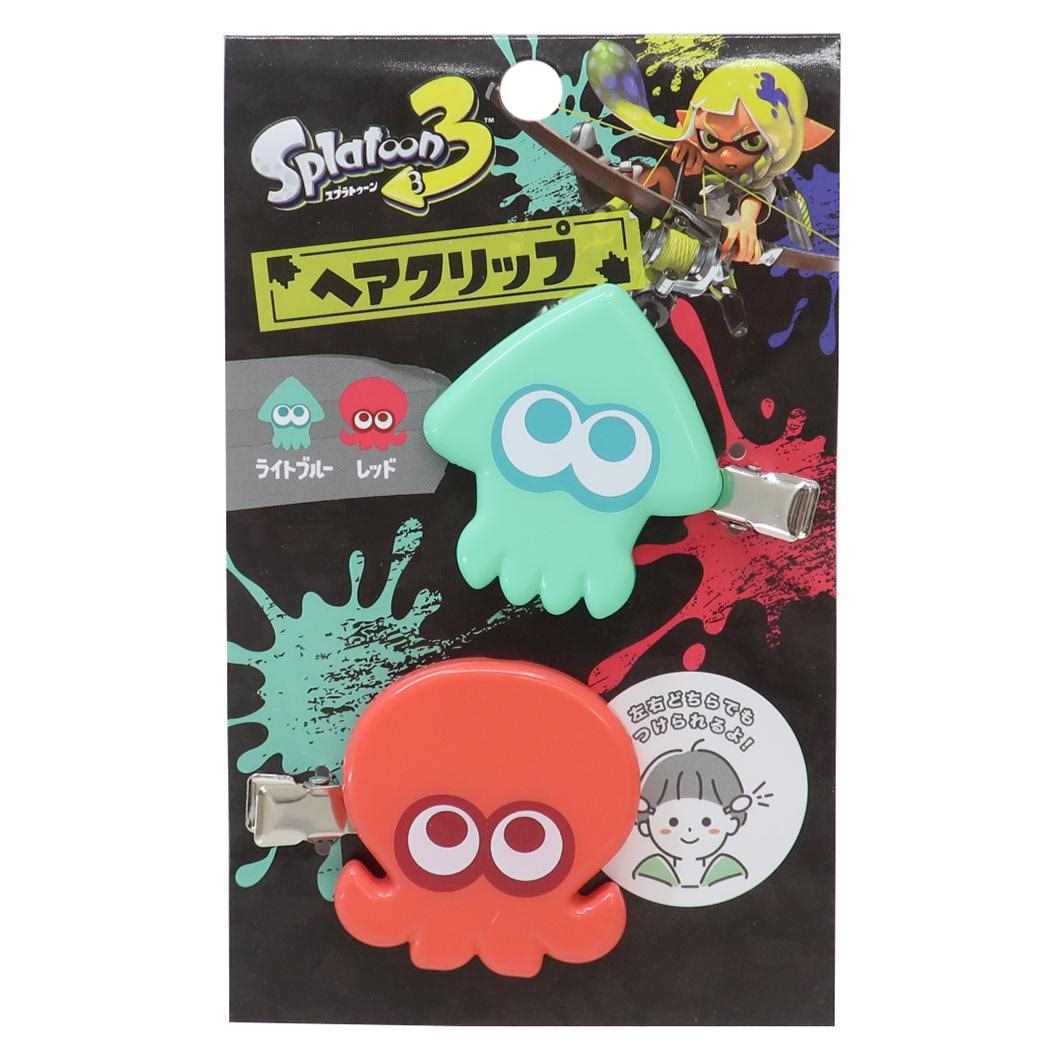 シネマコレクション cinemacollection スプラトゥーン3 ヘアアクセ ヘアクリップ 2個セット ライトブルーxレッド サンアート 前髪クリップ キャラクター グッズ