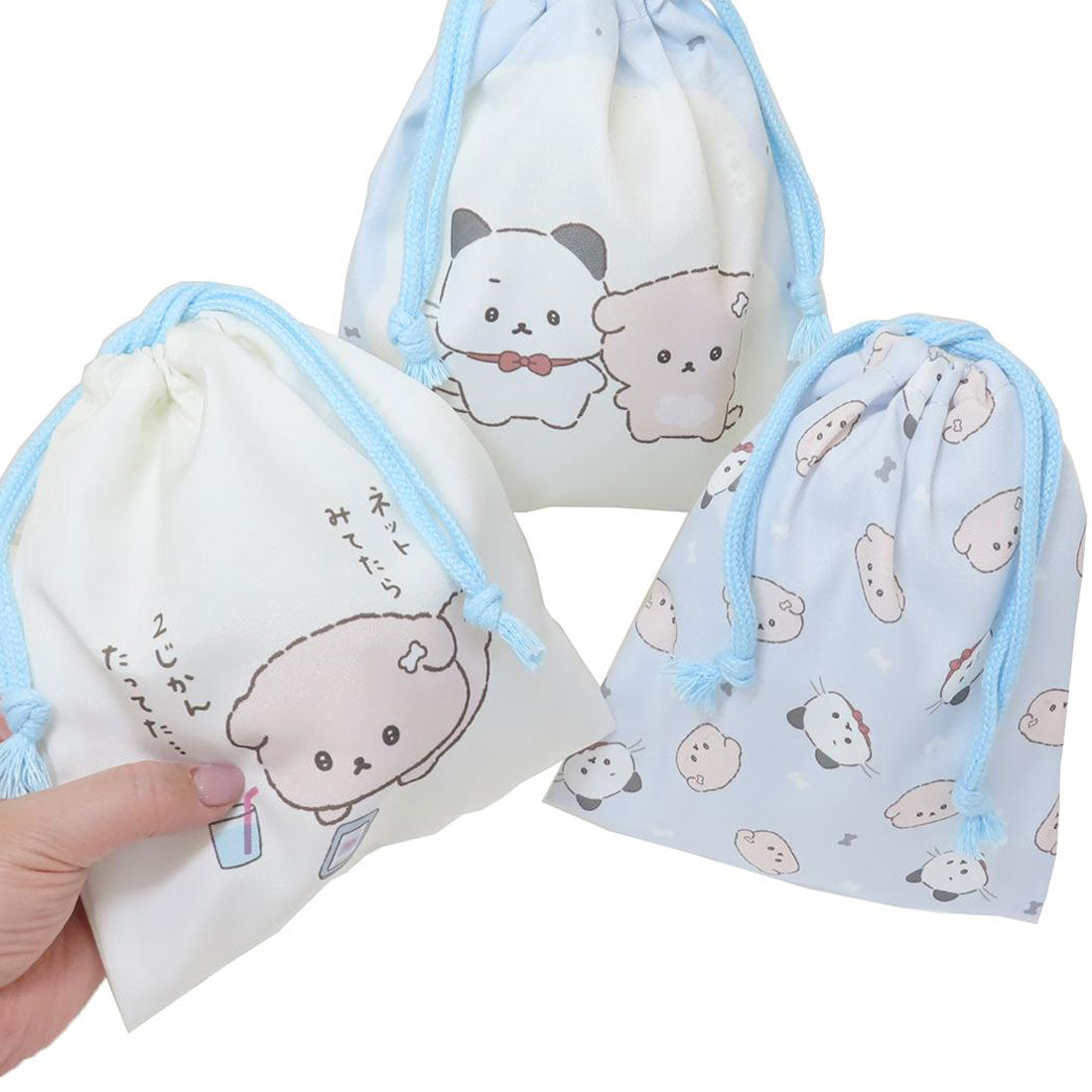 シネマコレクション cinemacollection いしよわちゃん 巾着袋 巾着S3枚セット サンエックス 高波クリエイト マルチポーチ 子供 コップ袋 キャラクター グッズ マルチカラー