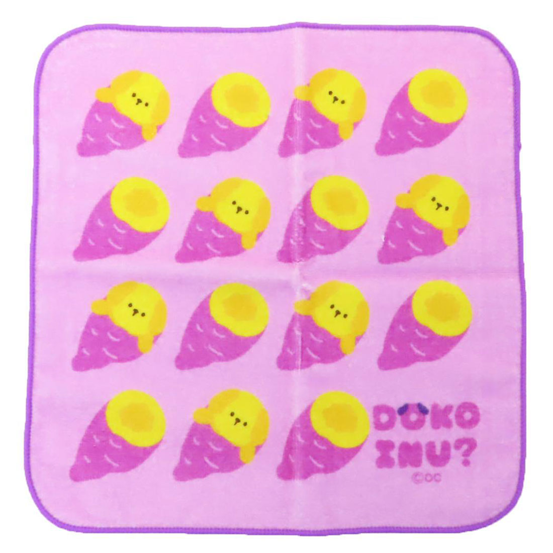 シネマコレクション cinemacollection DOKO INU ミニタオル ハンカチタオル ドコイヌ さつまいも オクタニ 汗拭きタオル キャラクター グッズ パープル
