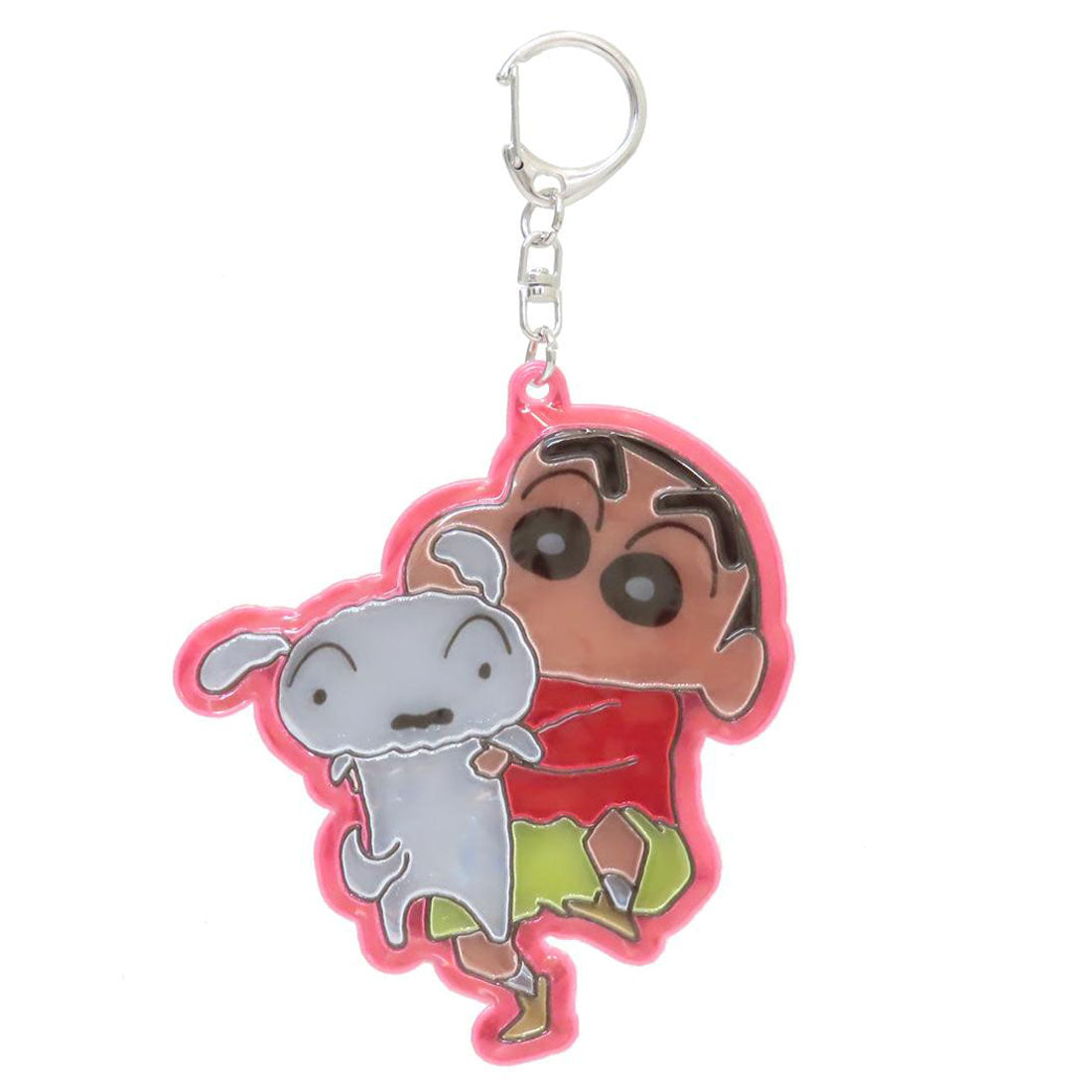 シネマコレクション cinemacollection クレヨンしんちゃん キーリング ぴかぴかキーホルダー2 しんちゃん＆シロ  ライト付き 光る 名札 アニメキャラクター グッズ レッド