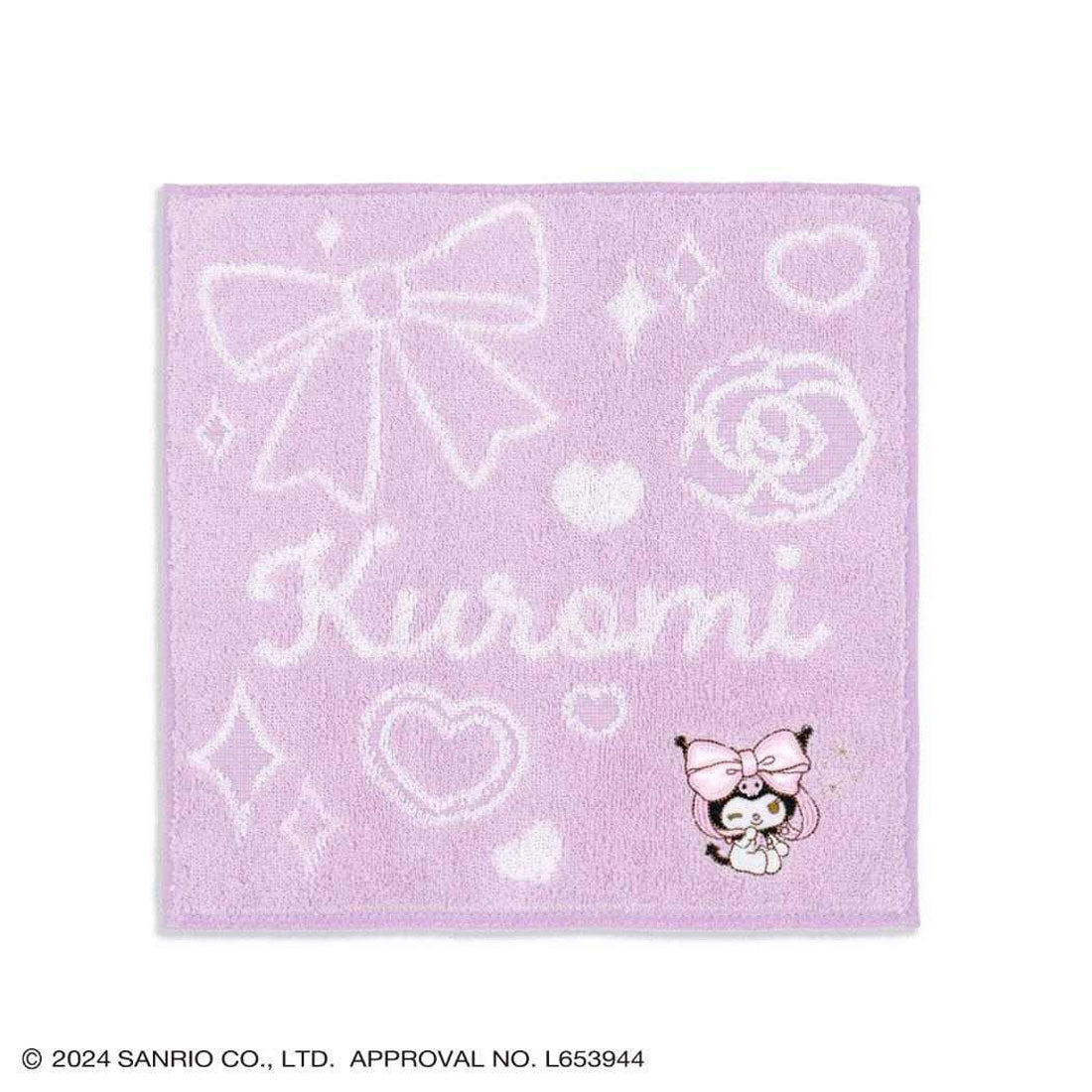 シネマコレクション cinemacollection クロミ ミニタオル フルフィーコットン タオルハンカチ ビッグリボン イニシャルなし サンリオ タオル美術館 かわいい プレゼント キャラクター グッズ パープル