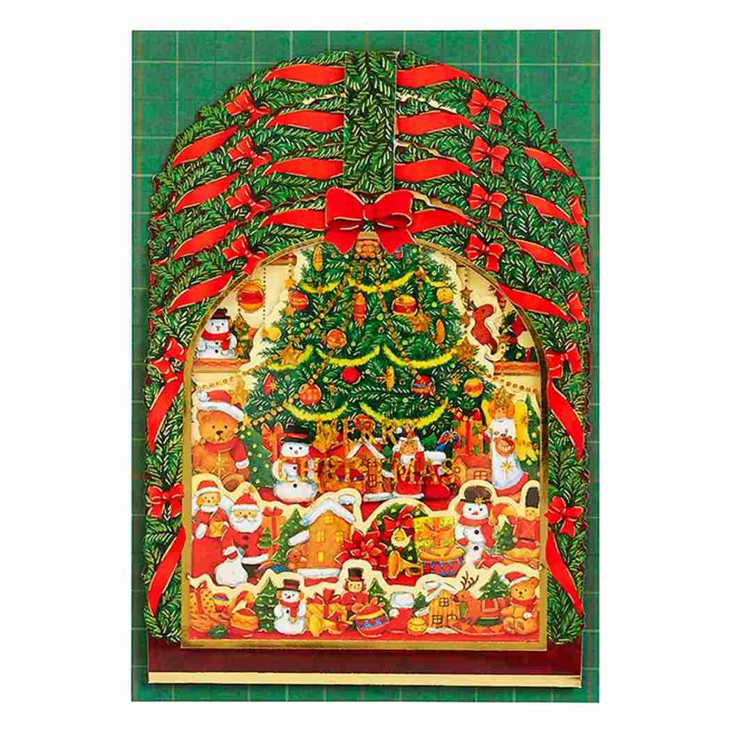シネマコレクション cinemacollection CHRISTMAS グリーティングカード クリスマスカード jx38ー3 アーチ枠の中におもちゃぎっしり サンリオ プレゼント Xmasカード グッズ  （メーカー指定色） メーカー指定色