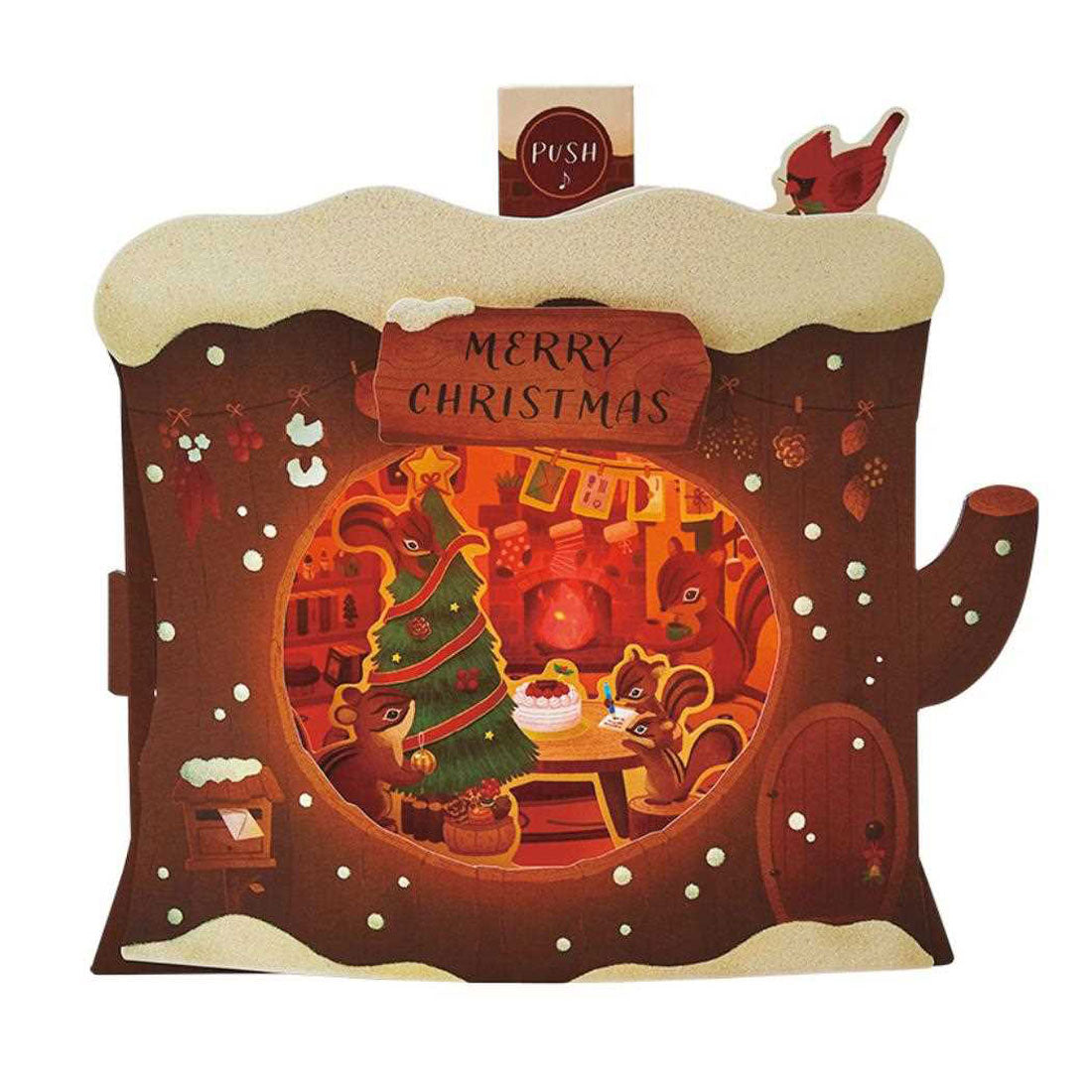 シネマコレクション cinemacollection CHRISTMAS グリーティングカード メロディ JXPM5-4 クリスマスカード 立体 切り株リスの家 サンリオ プレゼント ポップアップ グッズ ブラウン