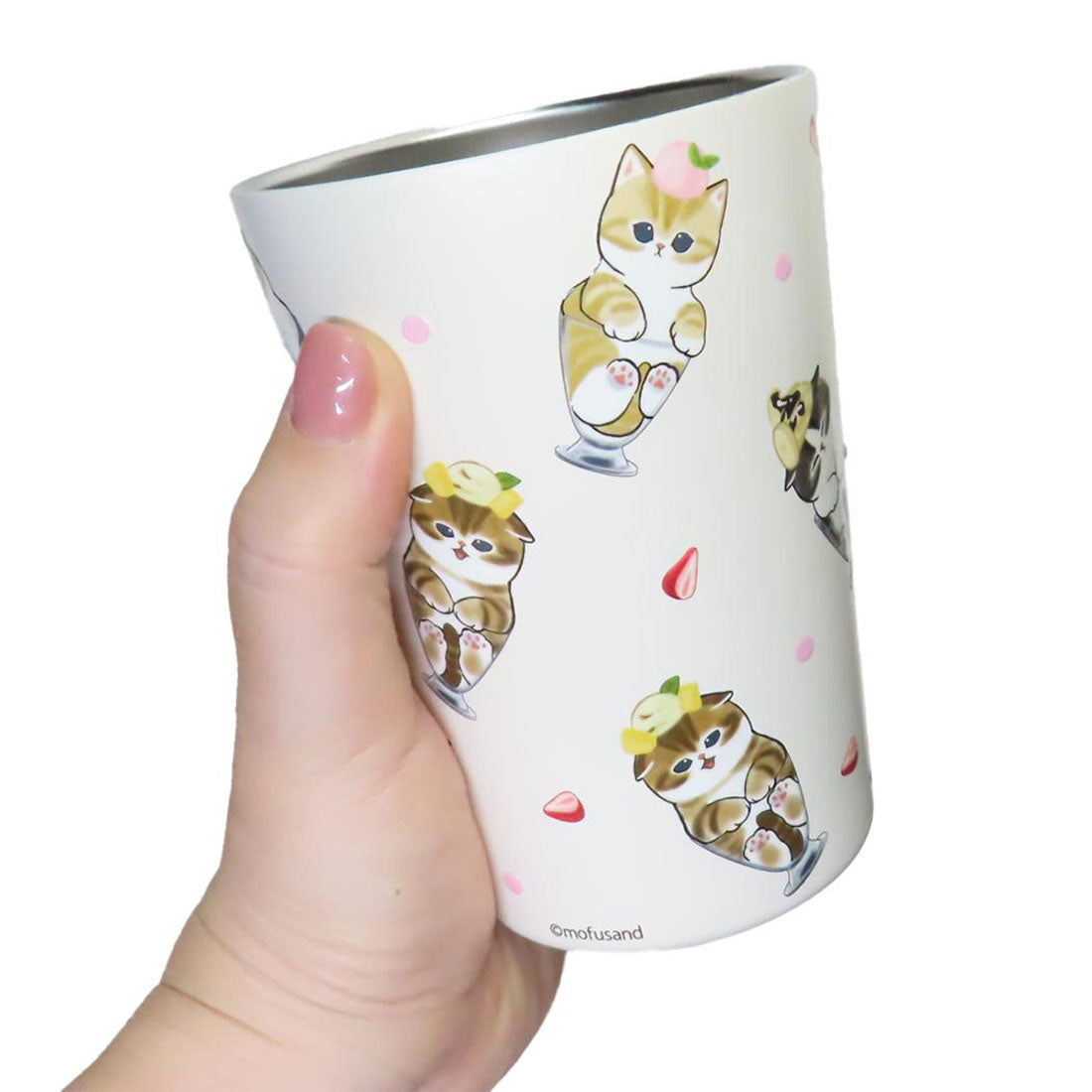 シネマコレクション cinemacollection モフサンド 保温保冷コップ 2WAY 真空二重タンブラーM 450ml 猫パフェ mofusand 東亜金属 ステンレス ドリンクホルダー キャラクター グッズ 【返品不可商品】 ホワイト