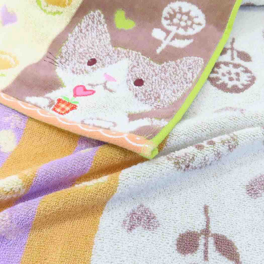 シネマコレクション cinemacollection Fu re ru フェイスタオル ロングタオル ホイップクリーム ネコ ねこ 日繊 新生活雑貨 かわいい グッズ ブラウン