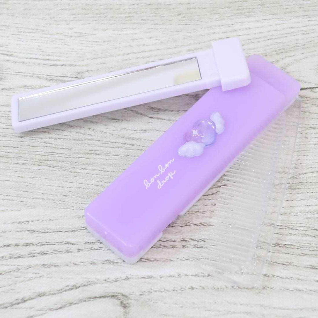 シネマコレクション cinemacollection ボンボンドロップコスメ 手鏡＆くし スライドミラー＆コーム ハート クーリア プレゼント 女の子 かわいい グッズ 【返品不可商品】 パープル