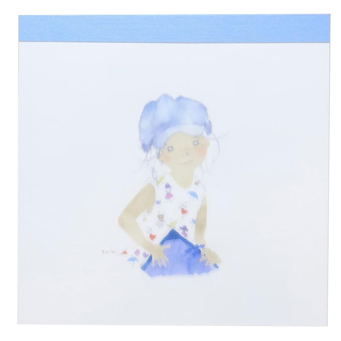 シネマコレクション cinemacollection いわさきちひろ メモ帳 メモパッドスクエア with Hat Green Flash 事務用品 絵本作家 グッズ ブルー