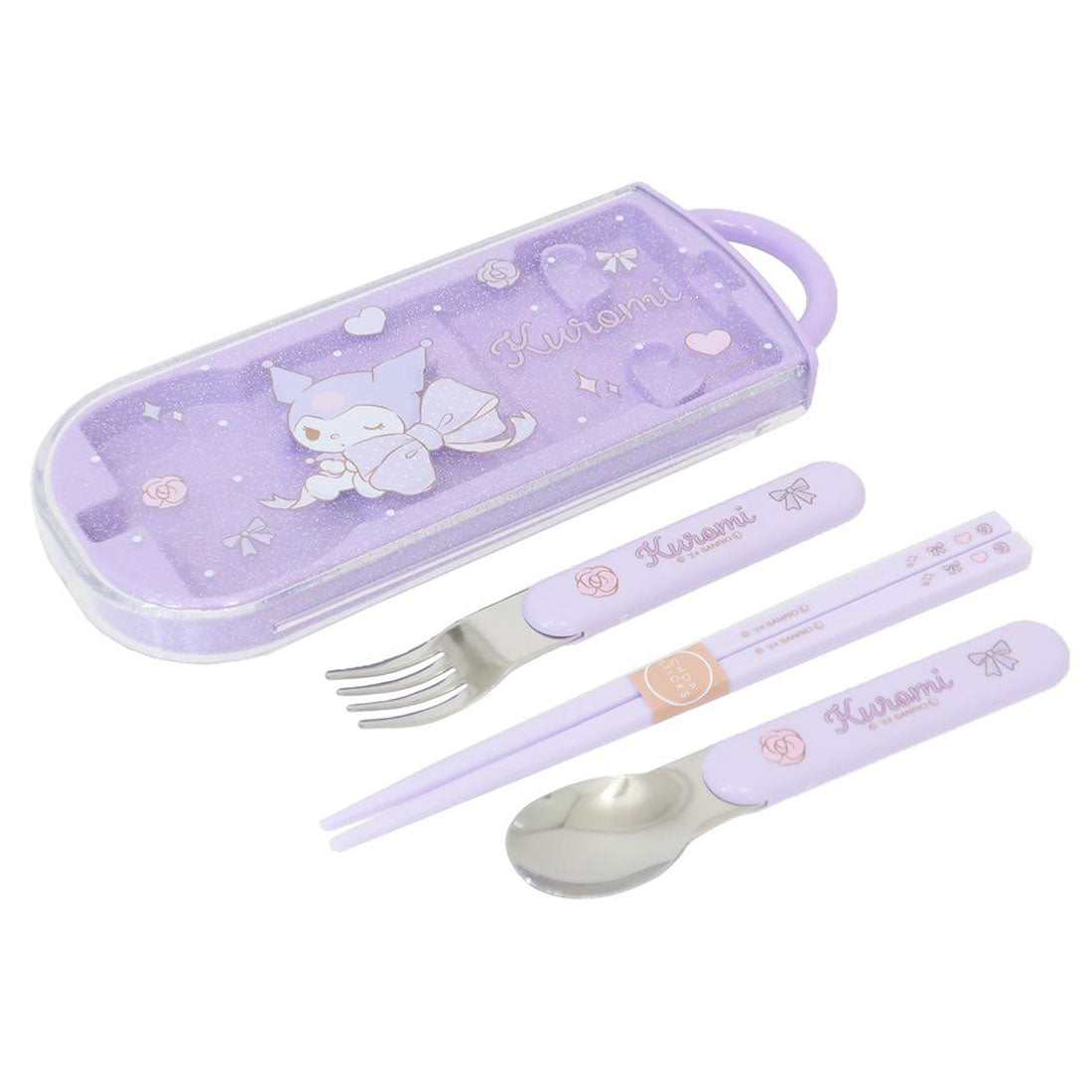 シネマコレクション cinemacollection クロミ カトラリーセット 抗菌食洗対応スライドトリオセット ビッグリボン サンリオ スケーター お箸＆スプーン＆フォーク キャラクター グッズ 【返品不可商品】 パープル