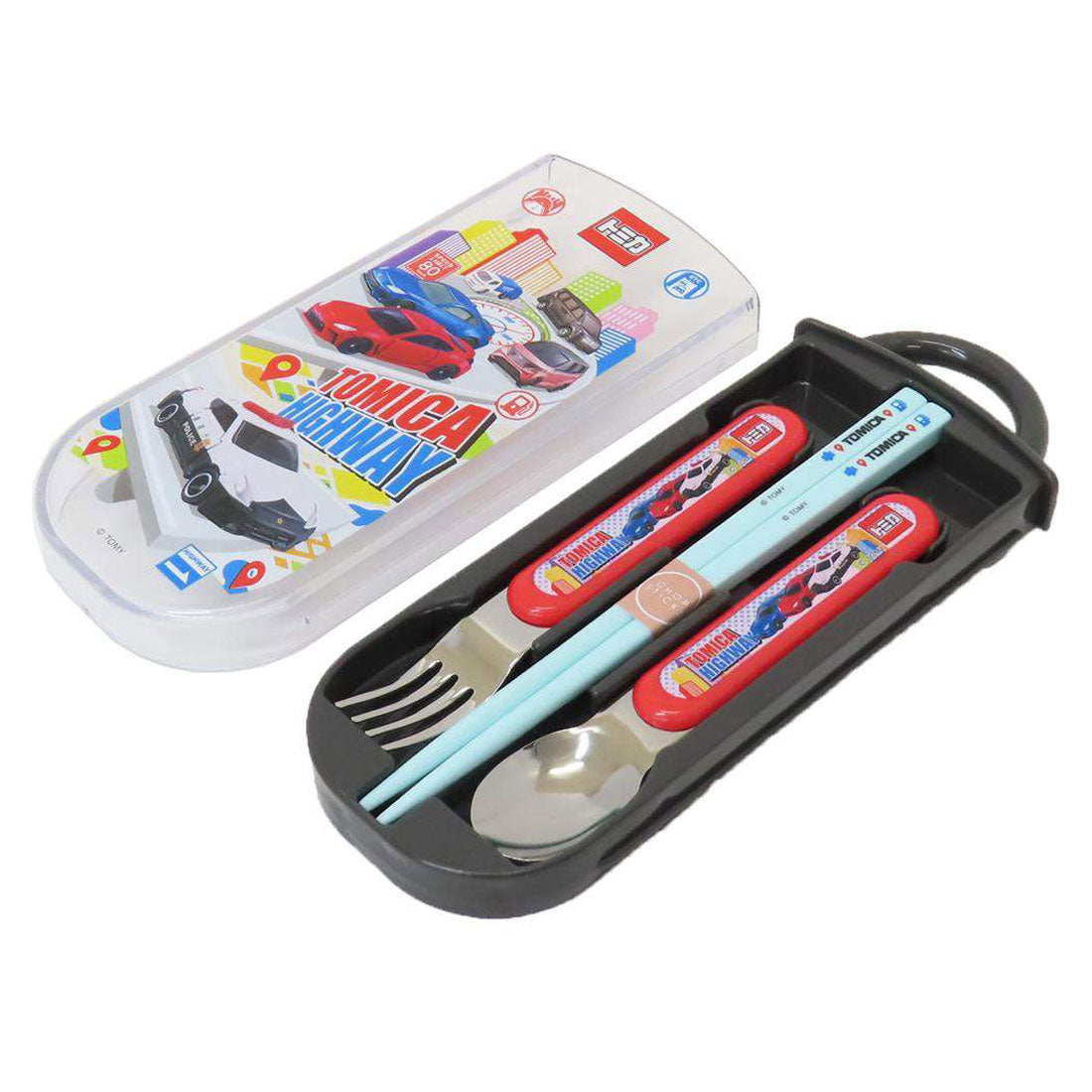 シネマコレクション cinemacollection トミカ お箸＆フォーク＆スプーンセット 抗菌食洗対応スライドトリオセット TOMICA スケーター 新学期準備 キャラクター グッズ 【返品不可商品】 ブラック