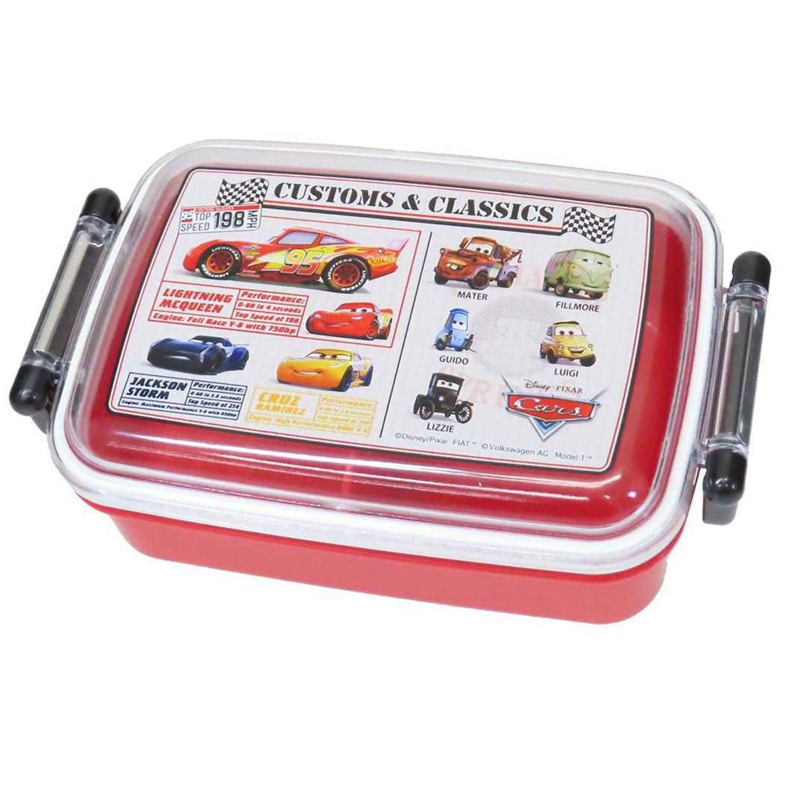 シネマコレクション cinemacollection カーズ お弁当箱 抗菌食洗機対応ふわっとフタタイトランチボックス 450ml ディズニー スケーター 一段ランチボックス キャラクター グッズ 【返品不可商品】 レッド