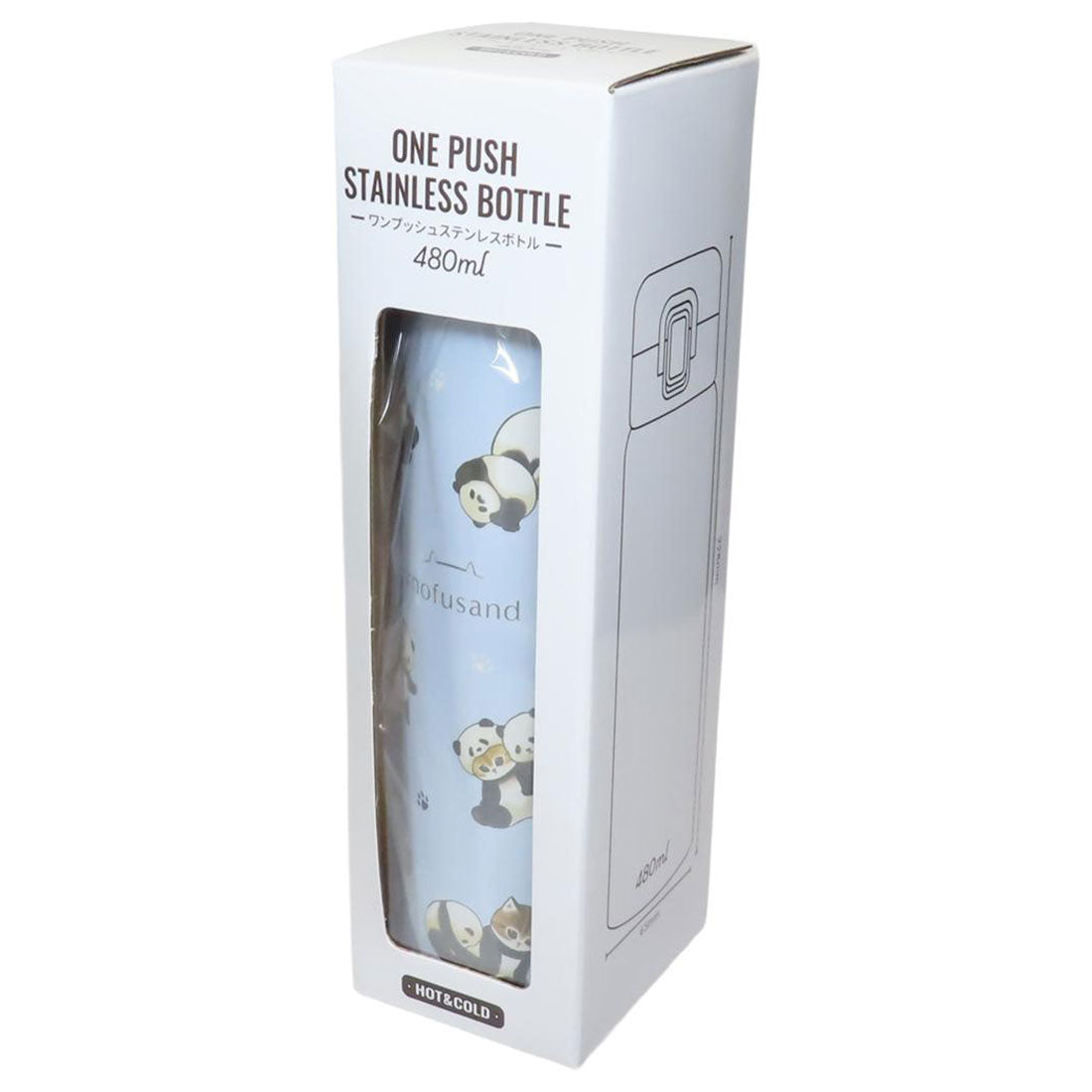 シネマコレクション cinemacollection モフサンド 保温保冷水筒 ステンレスワンプッシュボトル 480ml パンダにゃん/総柄 mofusand 東亜金属 ロック機能 ワンタッチ 軽量 キャラクター グッズ 【返品不可商品】 ブルー