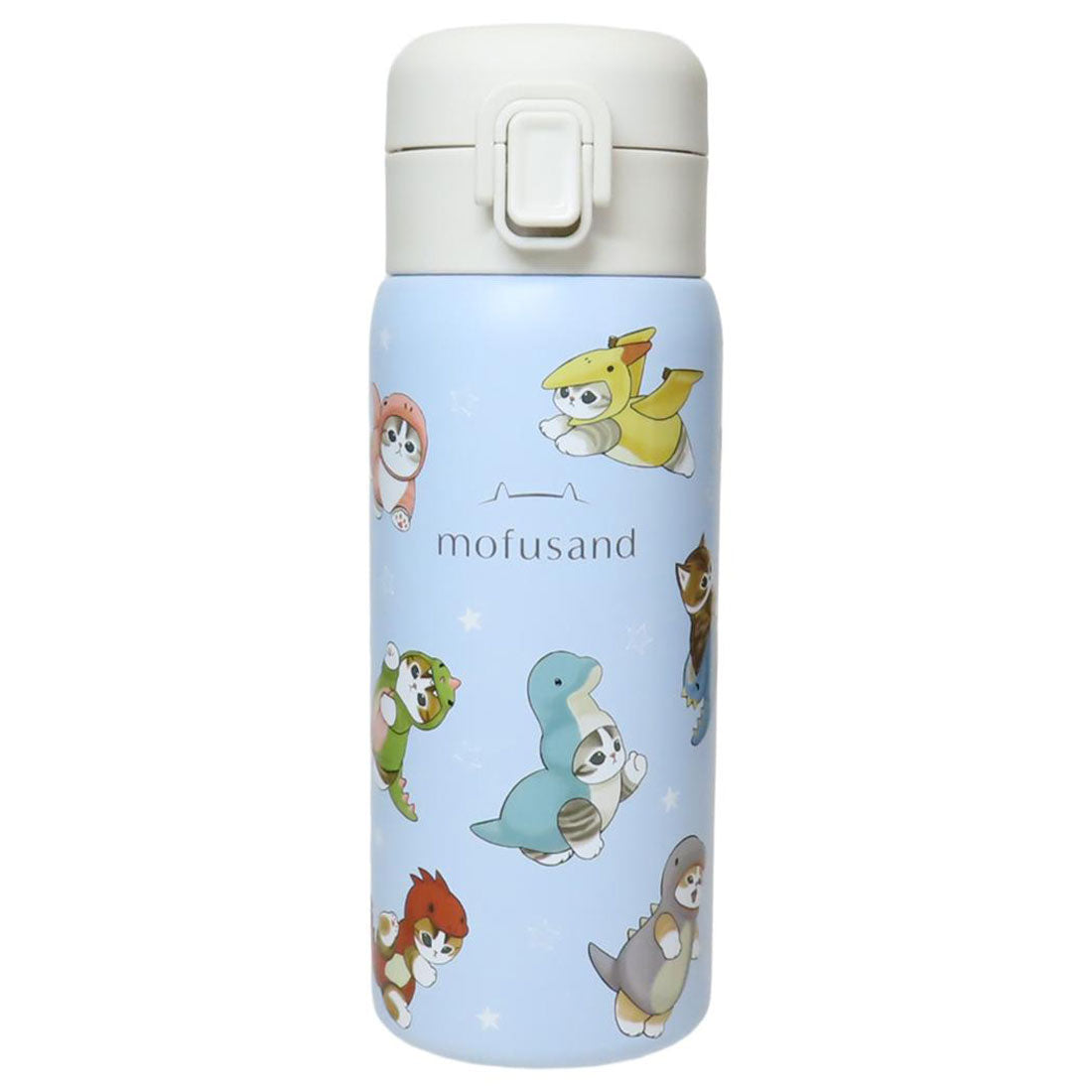 シネマコレクション cinemacollection モフサンド 保温保冷水筒 ステンレスワンプッシュボトル 350ml かいじゅうにゃん/総柄 mofusand 東亜金属 ロック機能 ワンタッチ 軽量 キャラクター グッズ 【返品不可商品】 ブルー