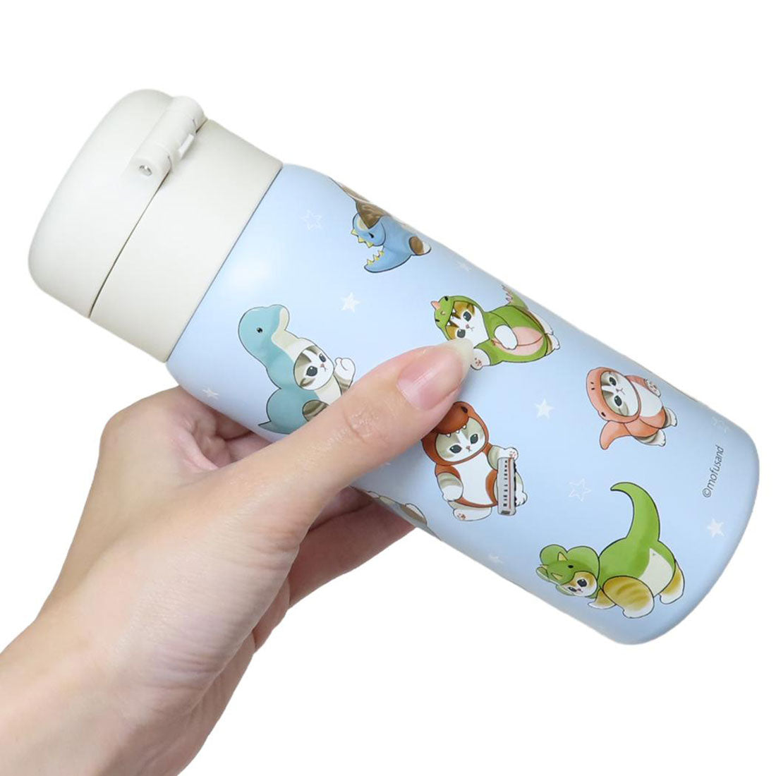 シネマコレクション cinemacollection モフサンド 保温保冷水筒 ステンレスワンプッシュボトル 350ml かいじゅうにゃん/総柄 mofusand 東亜金属 ロック機能 ワンタッチ 軽量 キャラクター グッズ 【返品不可商品】 ブルー