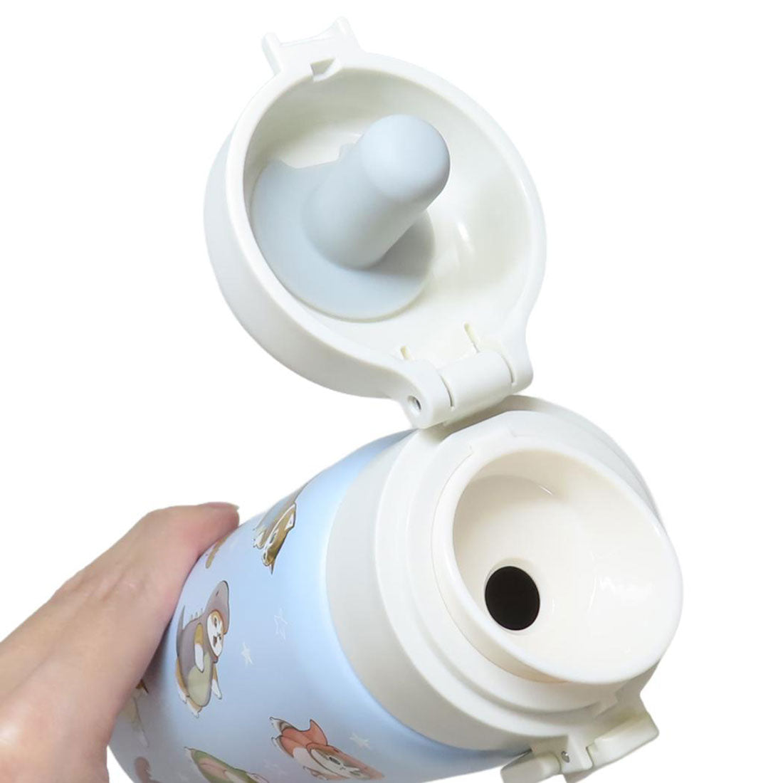シネマコレクション cinemacollection モフサンド 保温保冷水筒 ステンレスワンプッシュボトル 350ml かいじゅうにゃん/総柄 mofusand 東亜金属 ロック機能 ワンタッチ 軽量 キャラクター グッズ 【返品不可商品】 ブルー